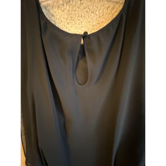 Aidan By Aidan Mattox Black Chiffon & Fringe Sexy Mini Dress Sz‎ 6 Mob Wife Goth - Picture 7 of 16